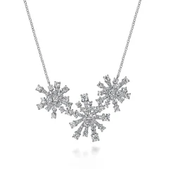 Best Gabriel & Co. 18K White Gold Diamond Floral Necklace