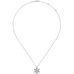 Outlet Gabriel & Co. 14K White Gold Diamond Flower Pendant Necklace