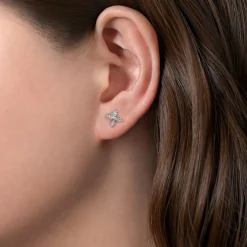 Best Gabriel & Co. 14K White Gold Diamond Flower Stud Earrings