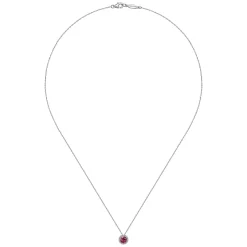 Clearance Gabriel & Co. 14k White Gold Diamond Halo Pink Tourmaline Pendant Necklace