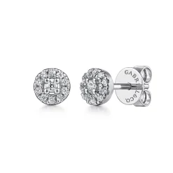 Hot Gabriel & Co. 14K White Gold Diamond Halo Stud Earrings