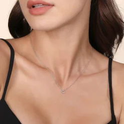 Best Gabriel & Co. 14K White Gold Diamond Heart Pendant Necklace