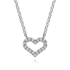 Best Gabriel & Co. 14K White Gold Diamond Heart Pendant Necklace