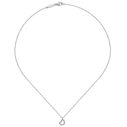 Best Gabriel & Co. 14K White Gold Diamond Heart Pendant Necklace