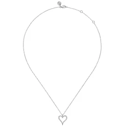 Hot Gabriel & Co. 14K White Gold Diamond Heart Pendant Necklace