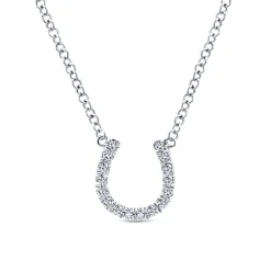Discount Gabriel & Co. 14K White Gold Diamond Horseshoe Pendant Necklace