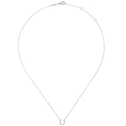 Discount Gabriel & Co. 14K White Gold Diamond Horseshoe Pendant Necklace
