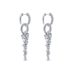 Clearance Gabriel & Co. 18K White Gold Diamond Huggies with Cascading Cluster Drops