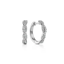 New Gabriel & Co. 14K White Gold Diamond Intricate Hoop Earrings
