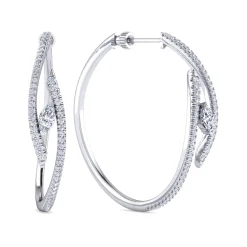 Online Gabriel & Co. 18K White Gold Diamond Intricate Hoop Earrings