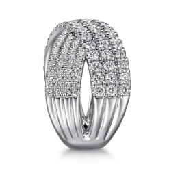 Best Gabriel & Co. 14K White Gold Diamond Ladies' Criss Cross Ring