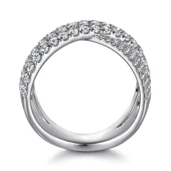 Best Gabriel & Co. 14K White Gold Diamond Ladies' Criss Cross Ring