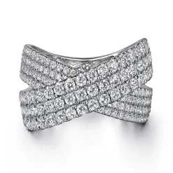 Best Gabriel & Co. 14K White Gold Diamond Ladies' Criss Cross Ring