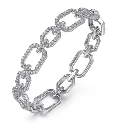 Hot Gabriel & Co. 14K White Gold Diamond Link Bangle