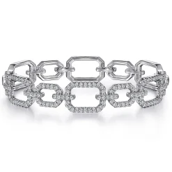 Best Gabriel & Co. 14K White Gold Diamond Link Bangle