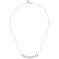 New Gabriel & Co. 14K White Gold Diamond Link Bar Necklace
