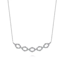 New Gabriel & Co. 14K White Gold Diamond Link Bar Necklace
