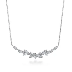 Clearance Gabriel & Co. 14K White Gold Diamond Marquise Bar Necklace