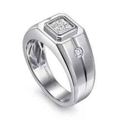 New Gabriel & Co. 14K White Gold Diamond Mens Engagement Ring in High Polish Finish