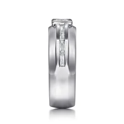 Clearance Gabriel & Co. 14K White Gold Diamond Mens Engagement Ring in High Polished Finish