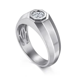 Outlet Gabriel & Co. 14K White Gold Diamond Mens Engagement Ring in High Polish Finish