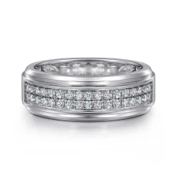 Outlet Gabriel & Co. 14K White Gold Diamond Men's Wedding Ring in High Polish Finish