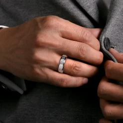 Online Gabriel & Co. 14K White Gold Diamond Men's Wedding Ring in High Polish Finish