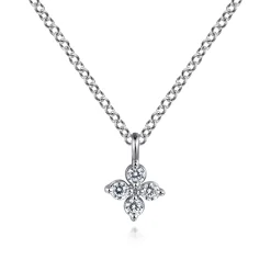 Outlet Gabriel & Co. 14K White Gold Diamond Necklace W Flower Shape