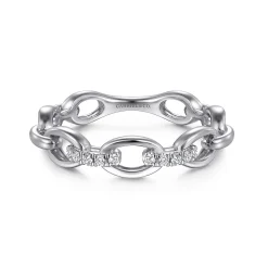 Hot Gabriel & Co. 14K White Gold Diamond Oval Link Chain Ladies Ring
