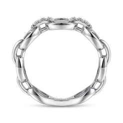 Hot Gabriel & Co. 14K White Gold Diamond Oval Link Chain Ladies Ring