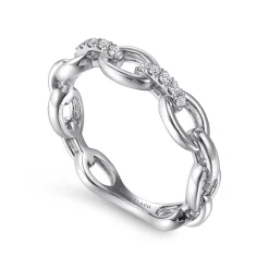 Hot Gabriel & Co. 14K White Gold Diamond Oval Link Chain Ladies Ring