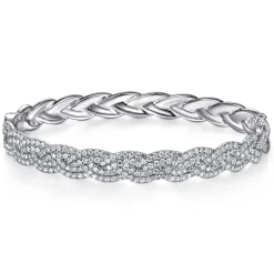 Gabriel & Co. 14K White Gold Diamond Pave Braided Bangle