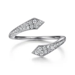 Best Gabriel & Co. 14K White Gold Diamond Pave Bypass Open Ring