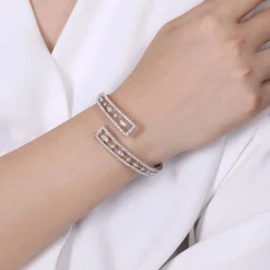 Online Gabriel & Co. 18K White Gold Diamond Pave Bypass Bangle with Geometric Stations