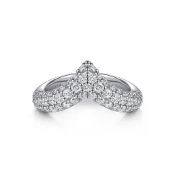 Best Gabriel & Co. 14K White Gold Diamond Pave Chevron Pinkie Ring