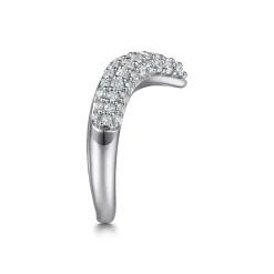 Best Gabriel & Co. 14K White Gold Diamond Pave Chevron Pinkie Ring