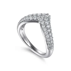 Best Gabriel & Co. 14K White Gold Diamond Pave Chevron Pinkie Ring