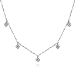 Clearance Gabriel & Co. 14K White Gold Diamond Pave Clover Drop Necklace