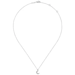 Online Gabriel & Co. 14K White Gold Diamond Pave Crescent Moon Pendant Necklace