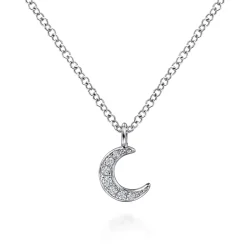 Online Gabriel & Co. 14K White Gold Diamond Pave Crescent Moon Pendant Necklace