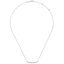 Outlet Gabriel & Co. 14K White Gold Diamond Pave Curved Bar Necklace