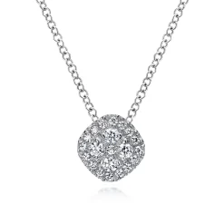Clearance Gabriel & Co. 14K White Gold Diamond Pave Cushion Pendant Necklace