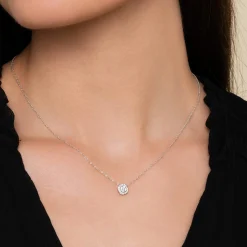 Clearance Gabriel & Co. 14K White Gold Diamond Pave Cushion Pendant Necklace