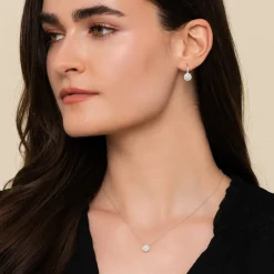 Clearance Gabriel & Co. 14K White Gold Diamond Pave Cushion Pendant Necklace