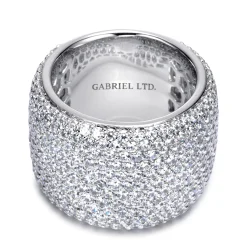 Clearance Gabriel & Co. 18K White Gold Diamond Pave Domed Ring
