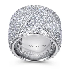Clearance Gabriel & Co. 18K White Gold Diamond Pave Domed Ring