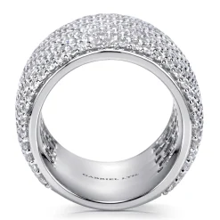 Clearance Gabriel & Co. 18K White Gold Diamond Pave Domed Ring