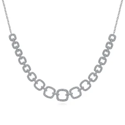 Discount Gabriel & Co. 14K White Gold Diamond Pave Graduating Square Link Necklace