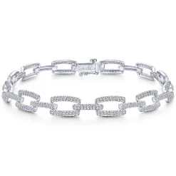 Outlet Gabriel & Co. 14K White Gold Diamond Pave Rectangular Link Tennis Bracelet