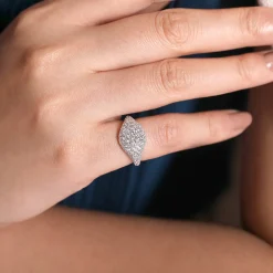 Clearance Gabriel & Co. 14K White Gold Diamond Pave Signet Ring